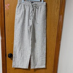 J. Crew Striped Wide Leg Pants - Gray and White